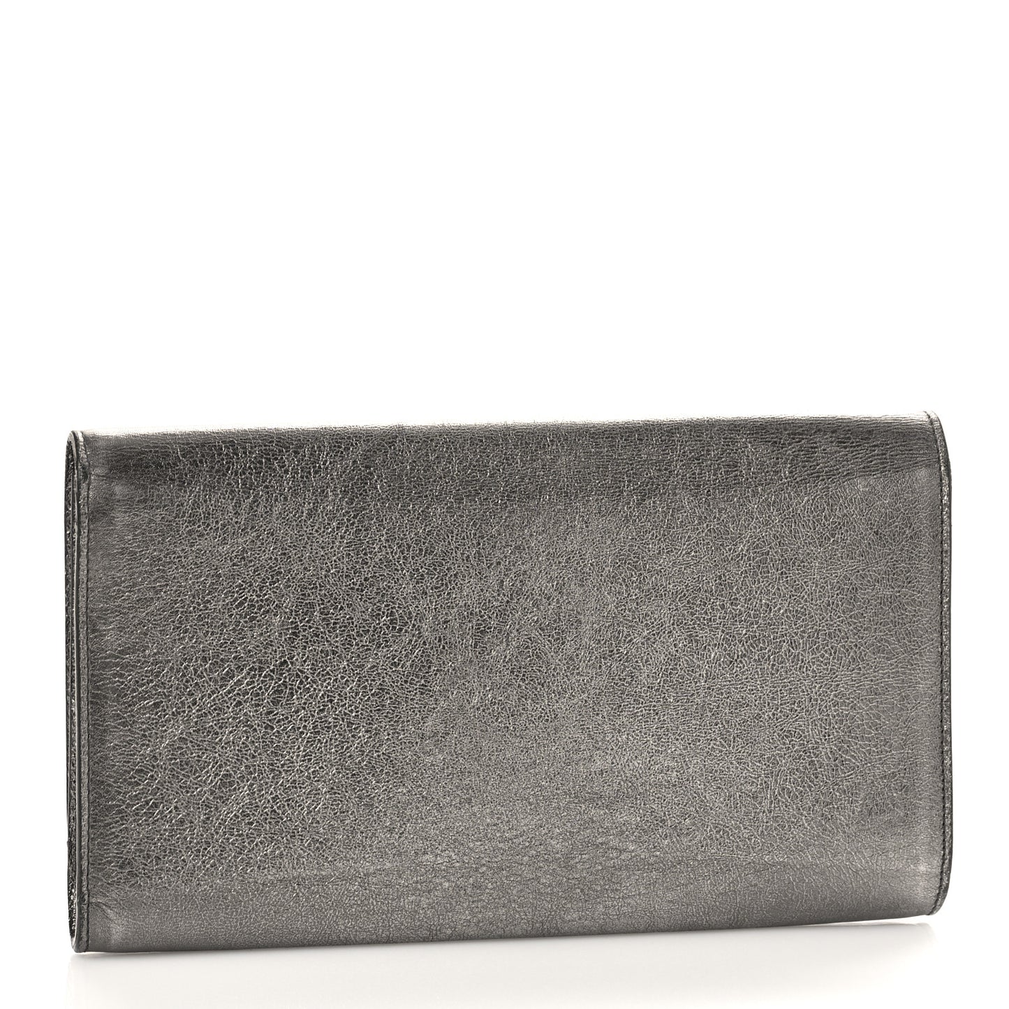 Metallic Calfskin Large Belle De Jour Clutch Dark Silver