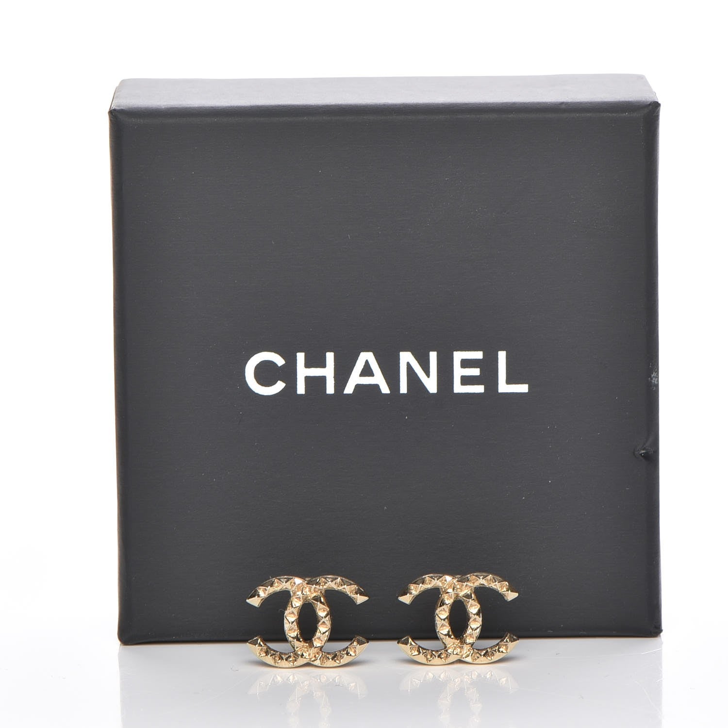 Chanel Studded CC Earrings Gold 5 of 5