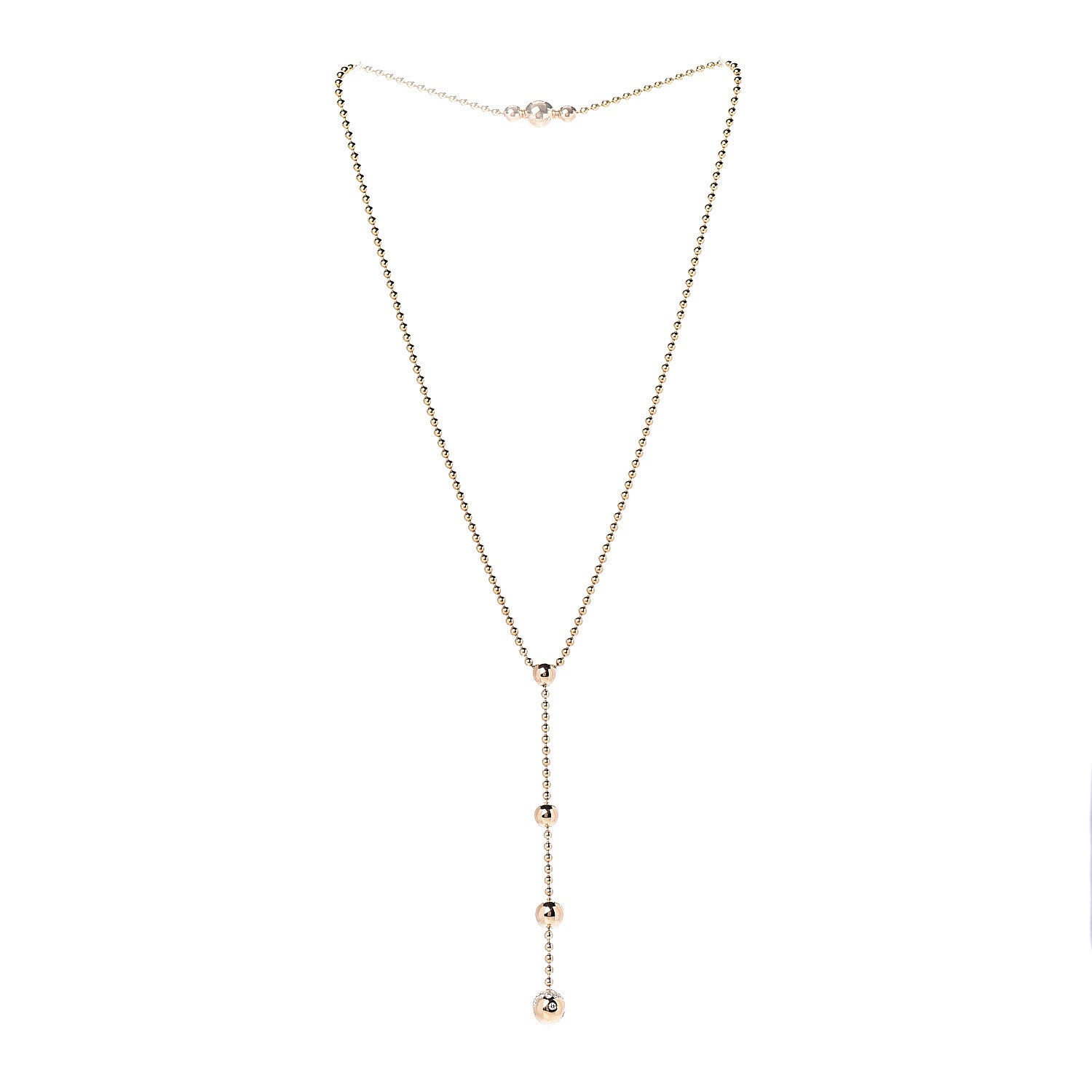 Cartier 18K Yellow Gold Diamond Beaded Lariat Chain Necklace 3 of 6