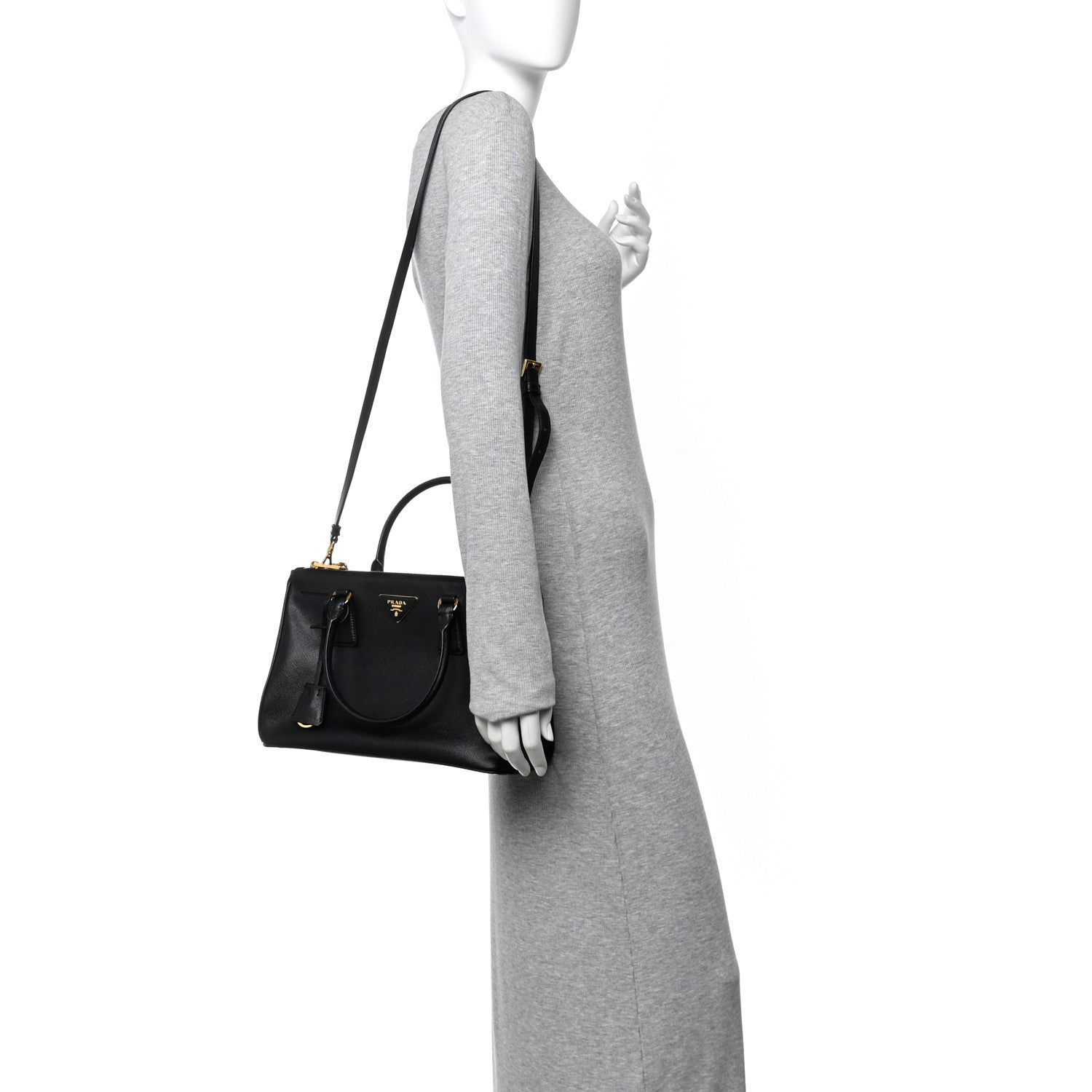 Prada Saffiano Small Galleria Double Zip Tote Black 2 of 12