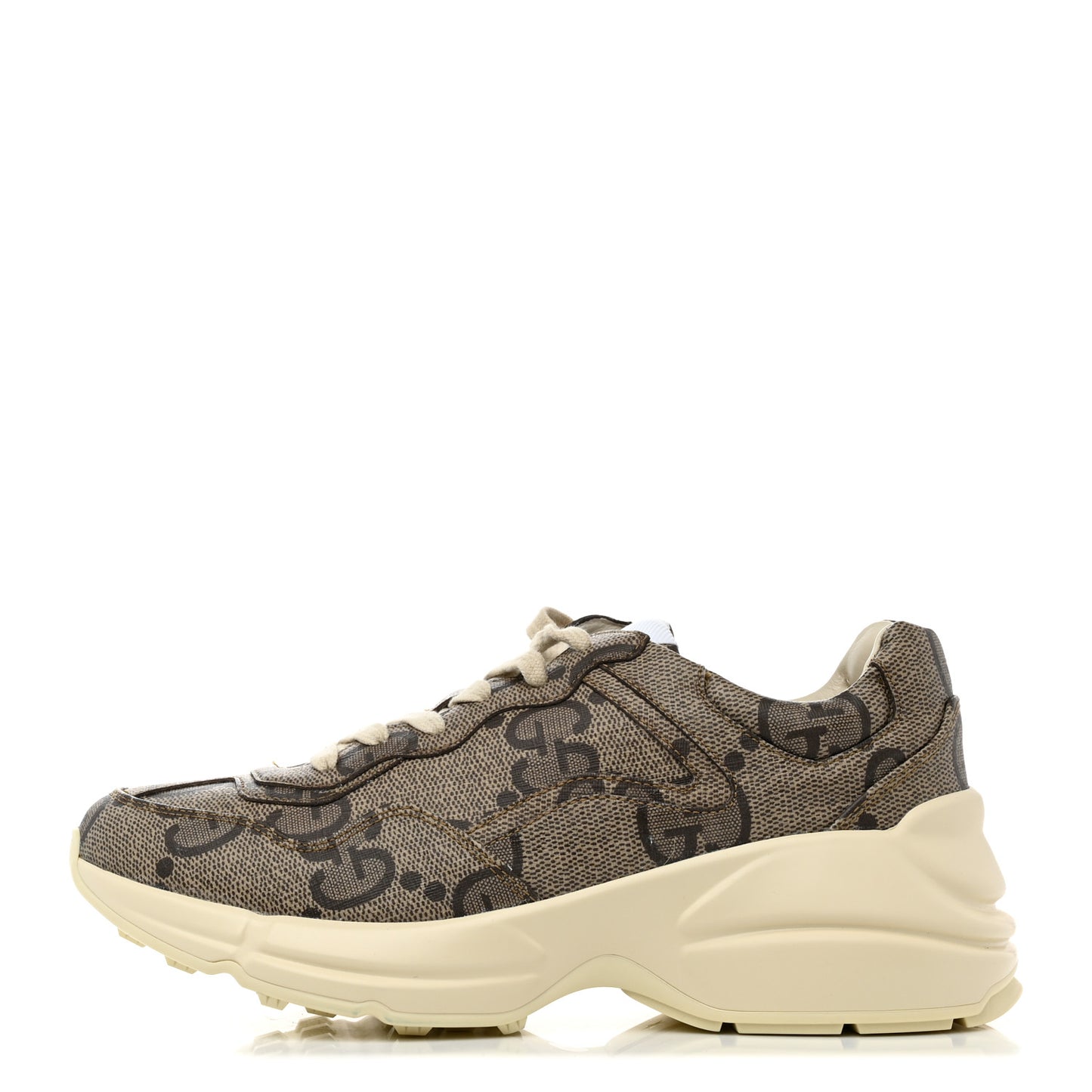 Maxi GG Supreme Monogram Gucci 100 Womens Rhyton Sneakers 37 Beige Ebony