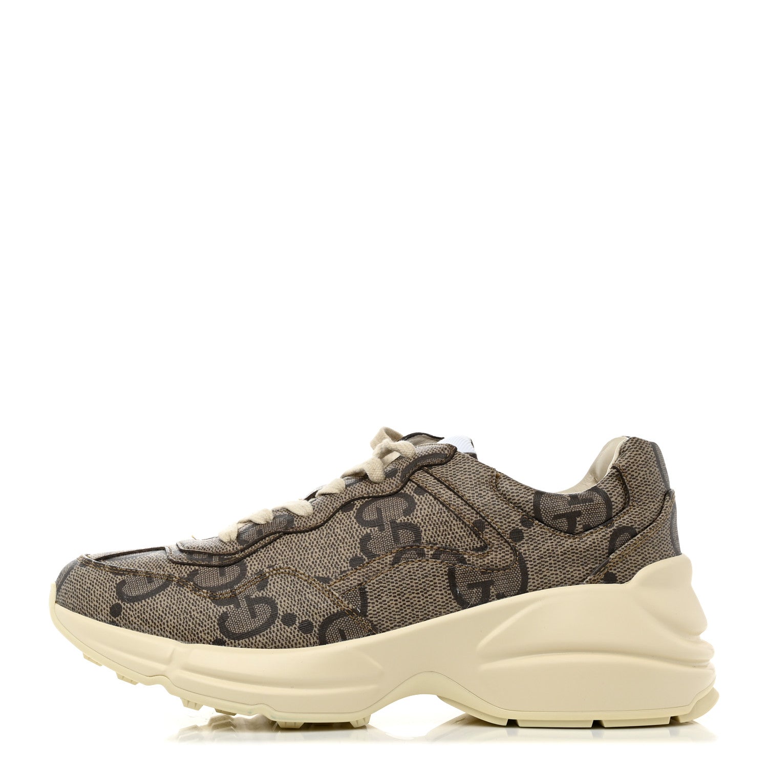 Gucci Maxi GG Supreme Monogram Gucci 100 Womens Rhyton Sneakers 37 Beige Ebony 1 of 9