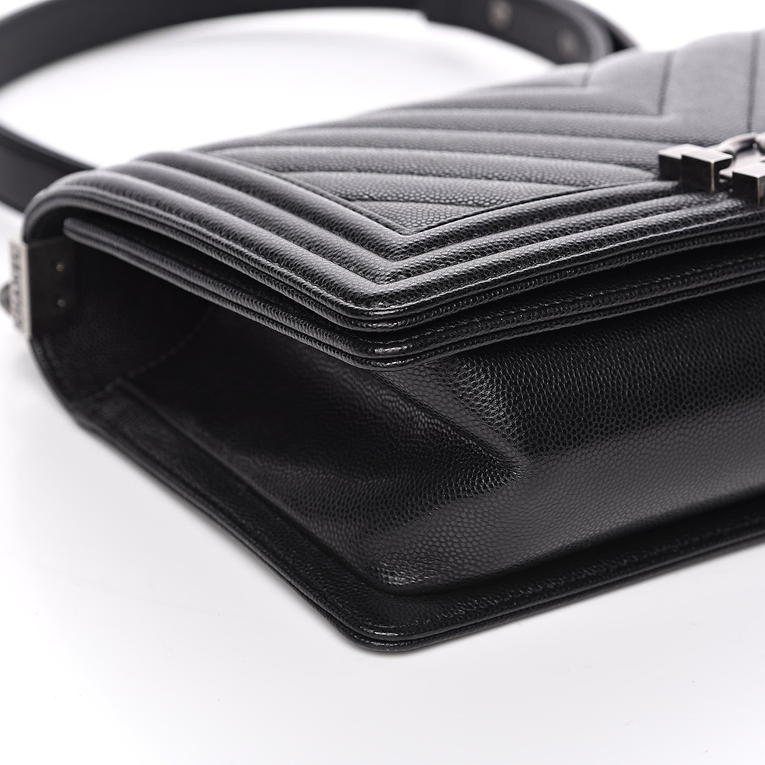 Chanel Caviar Chevron Quilted Medium Boy Flap Black 8 of 11