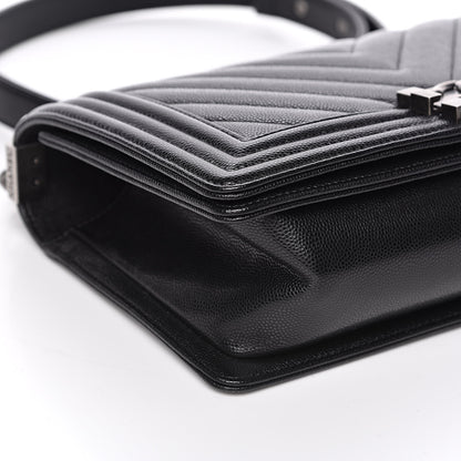 Chanel Caviar Chevron Quilted Medium Boy Flap Black 8 of 11