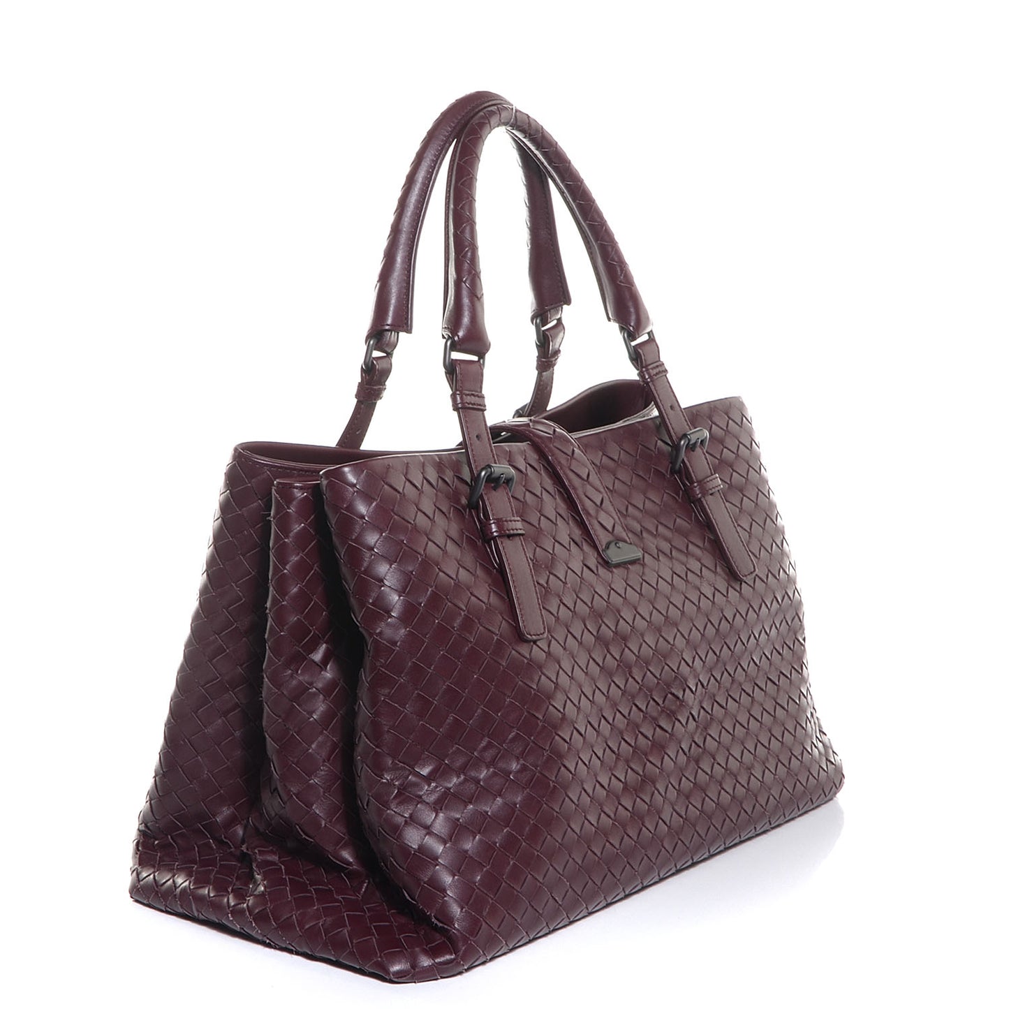 Light Calf Intrecciato Roma Bag Aubergine
