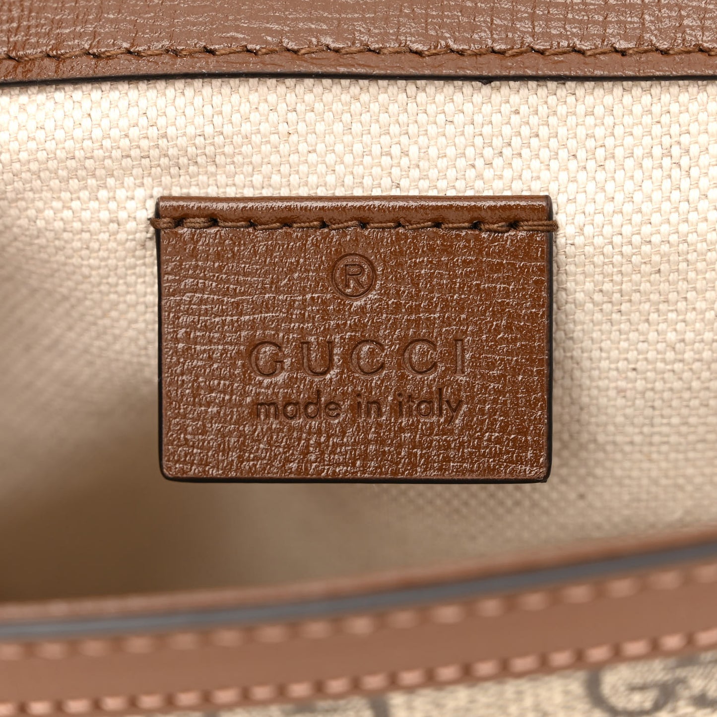 GG Supreme Monogram Web Mini Horsebit 1955 Shoulder Bag Beige Brown Sugar