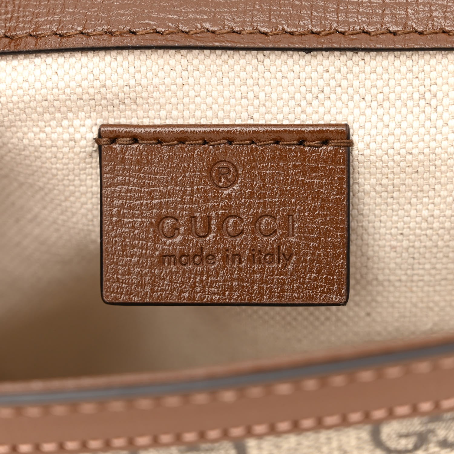 Gucci GG Supreme Monogram Web Mini Horsebit 1955 Shoulder Bag Beige Brown Sugar 6 of 10