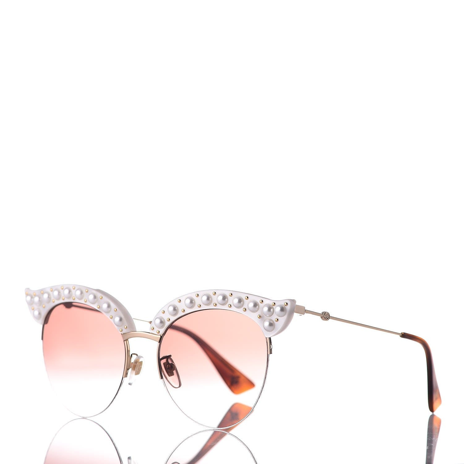 Gucci Pearl Cat Eye Sunglasses GG0212S White 1 of 7