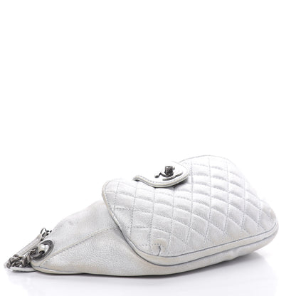 Chanel Metallic Grained Calfskin Quilted Casual Rock Waist Bag Fanny Pack Silver 4 of 18