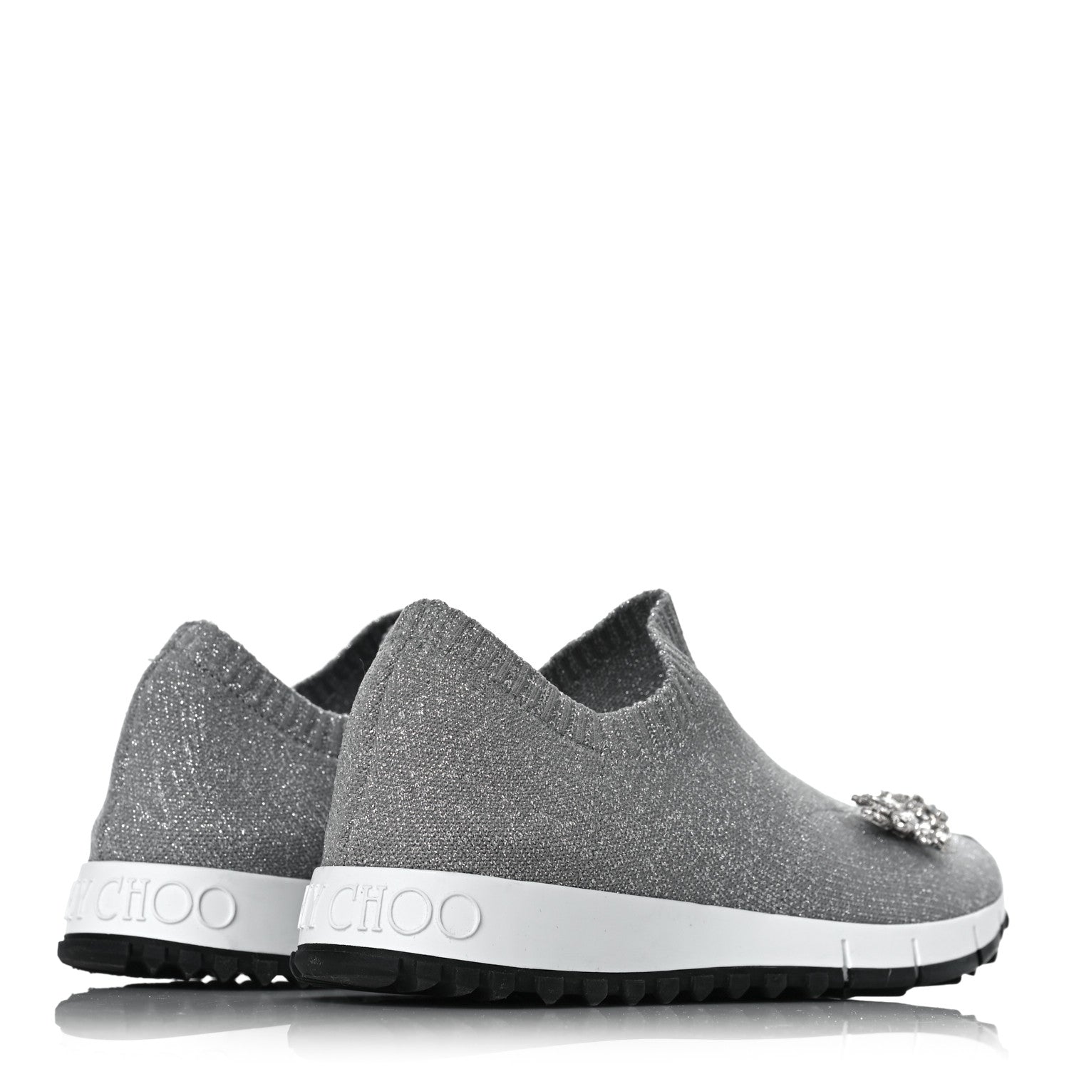Jimmy Choo Knit Crystal Sneaker 37 Grey 3 of 9