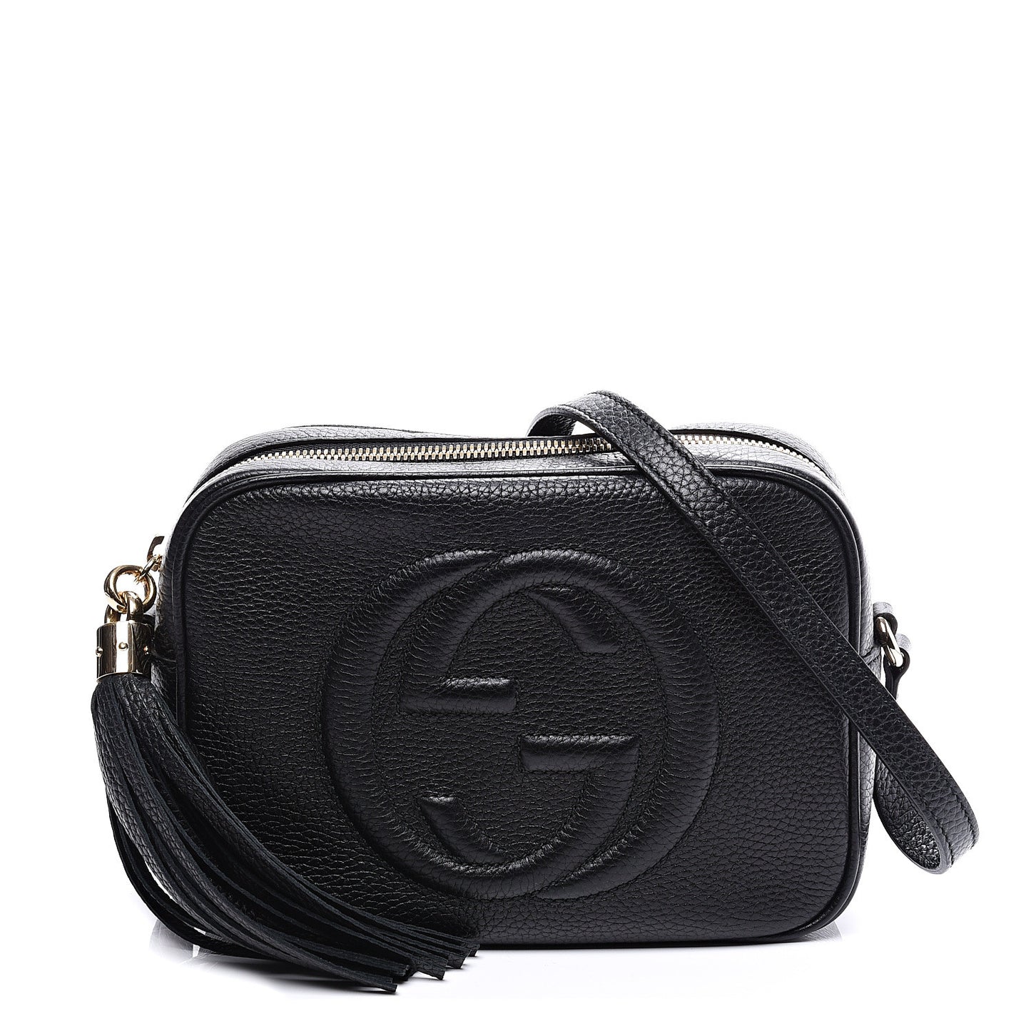 Pebbled Calfskin Small Soho Disco Bag Black