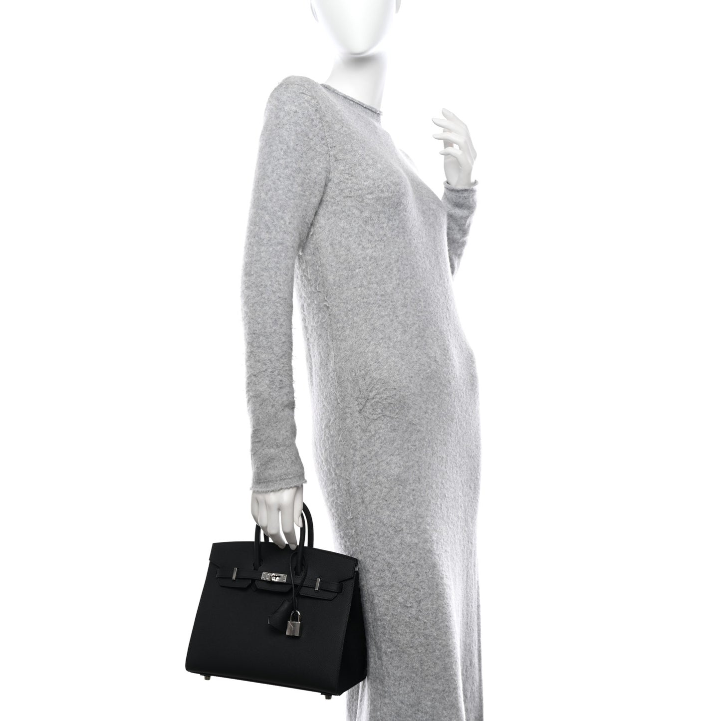 Epsom Horseshoe Birkin Sellier 25 Black Bleu Pale