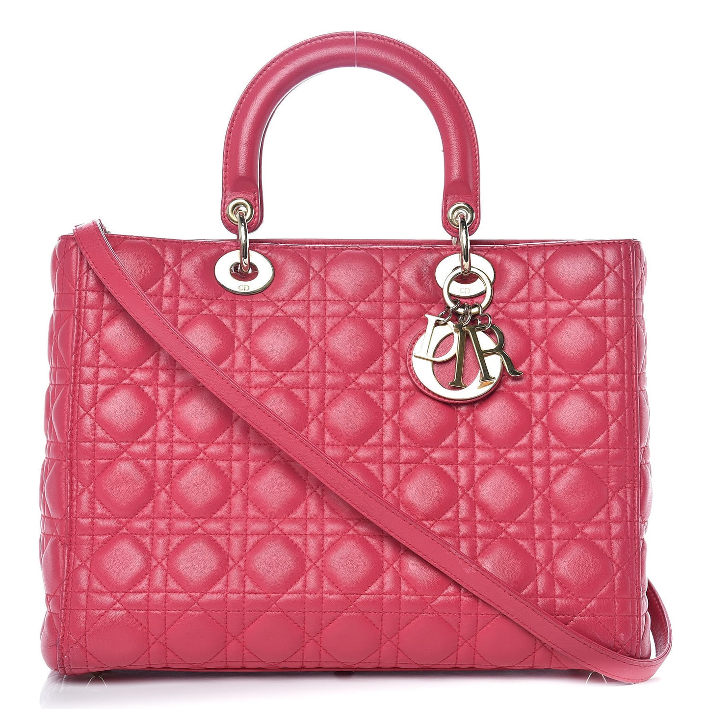 Lambskin Cannage Large Lady Dior Fuchsia