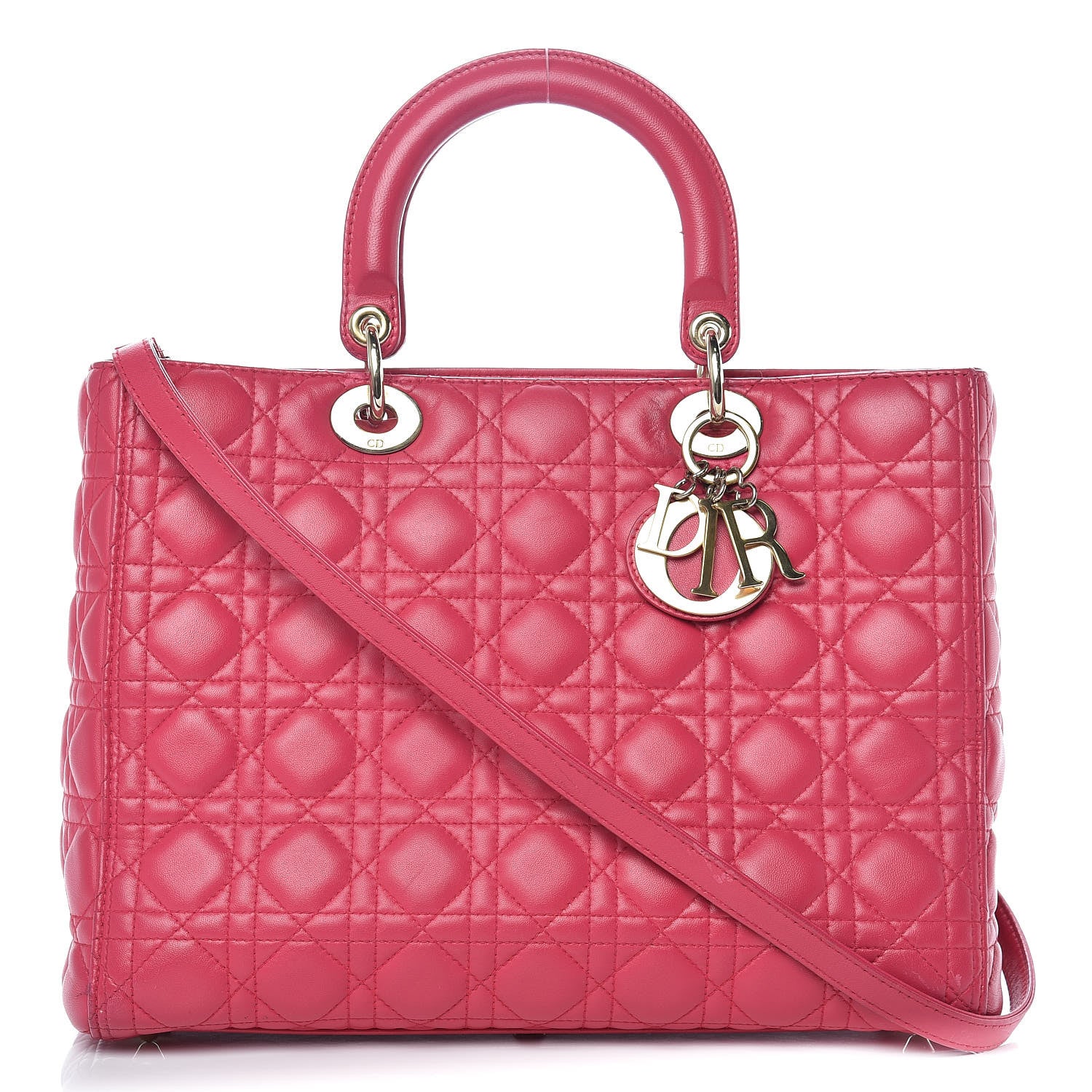 Christian Dior Lambskin Cannage Large Lady Dior Fuchsia 1 of 29