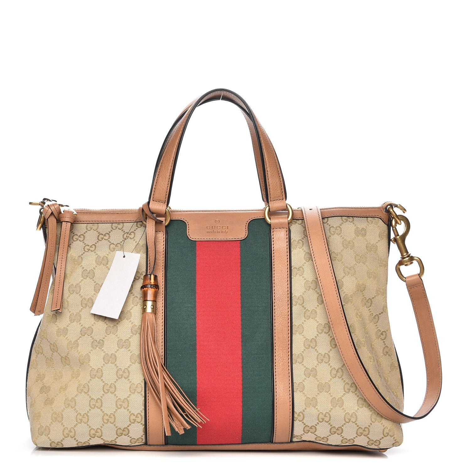 Gucci Monogram Web Medium Rania Top Handle Bag Sand 1 of 8