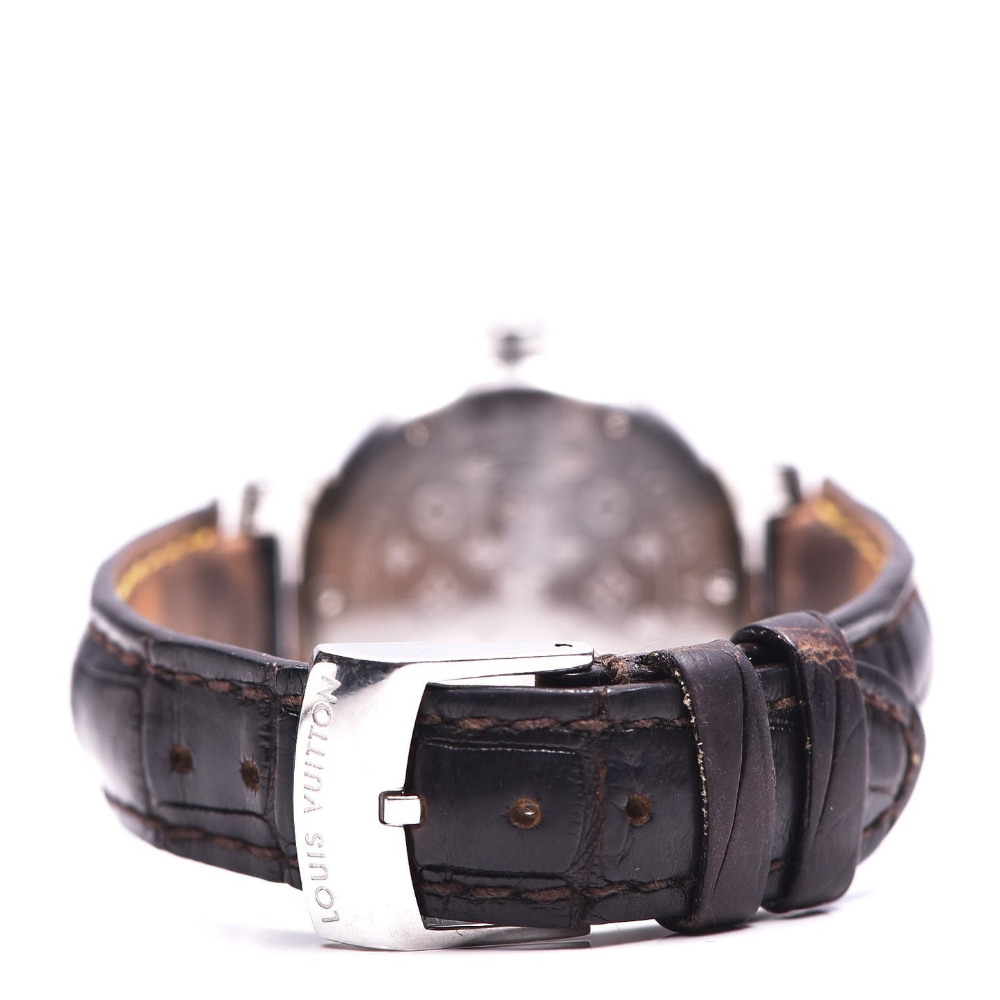 Stainless Steel Alligator 28mm Tambour Quartz Watch Brown