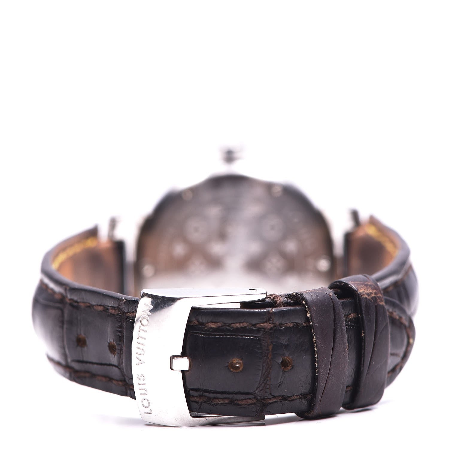 Louis Vuitton Stainless Steel Alligator 28mm Tambour Quartz Watch Brown 4 of 7