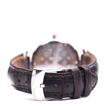 Louis Vuitton Stainless Steel Alligator 28mm Tambour Quartz Watch Brown 4 of 7