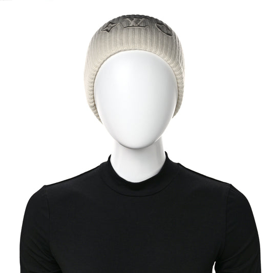 Wool Monogram LV Headline Beanie Hat White