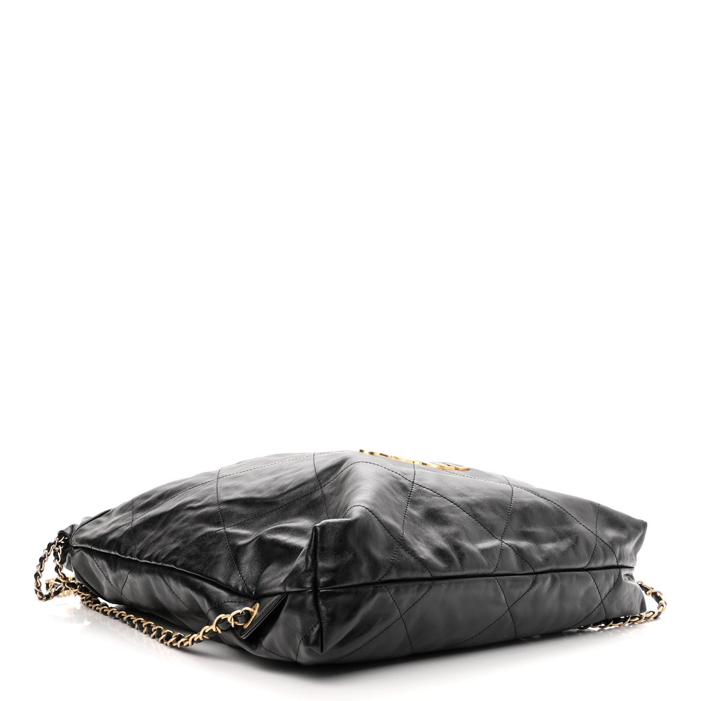 Shiny Calfskin Quilted Chanel 22 Backpack Black