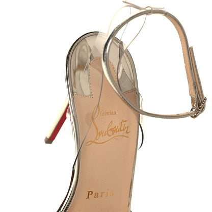 Christian Louboutin Metallic Calfskin Glitter Tonic PVC Fossiliza 100 Sandals 36.5 Version Light Gold 7 of 7