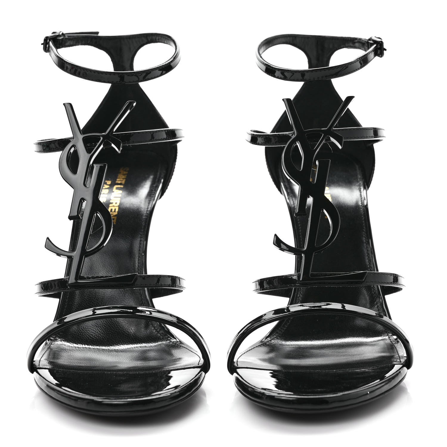 Saint Laurent Patent Cassandra 100 Sandals 38.5 Black 2 of 8