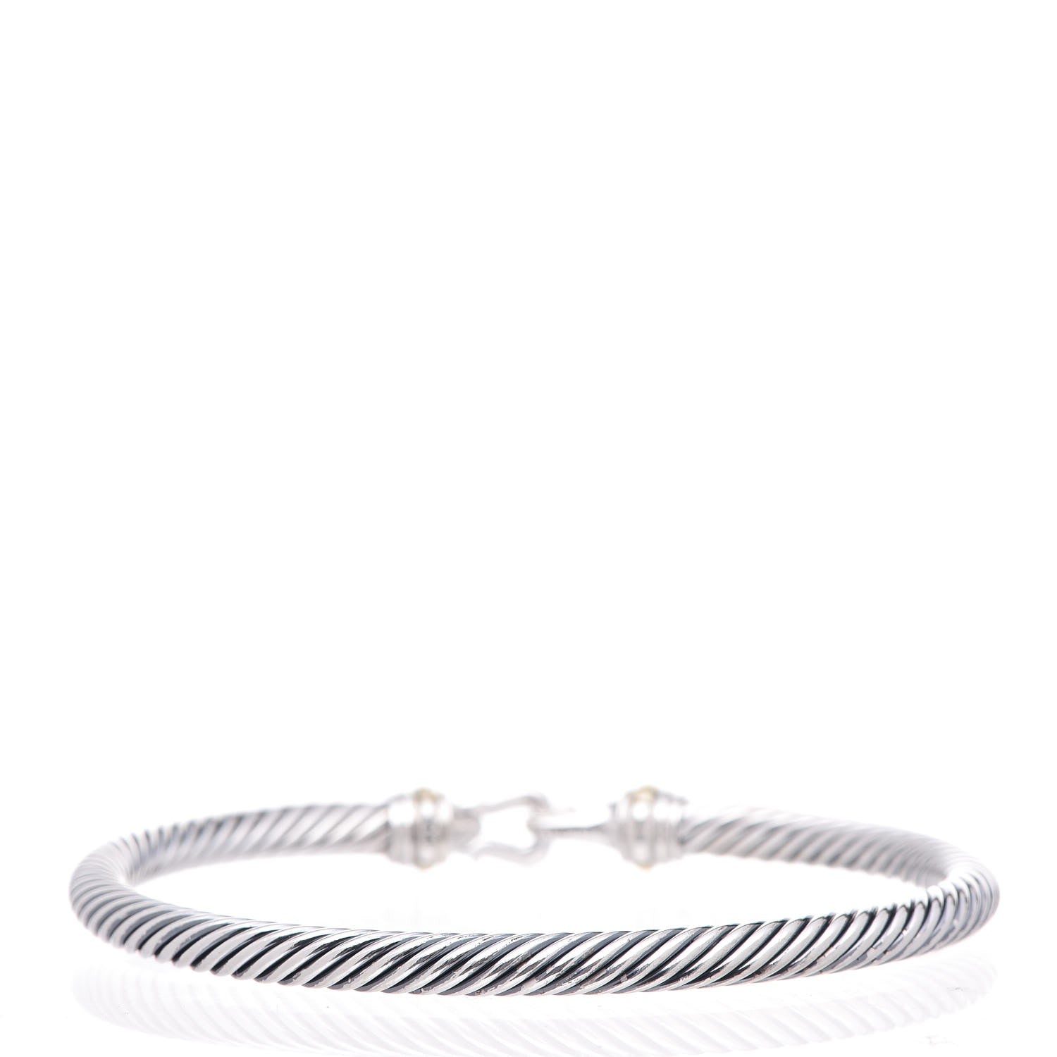David Yurman Sterling Silver 18K Yellow Gold 4mm Cable Buckle Bracelet 3 of 5