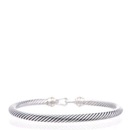 David Yurman Sterling Silver 18K Yellow Gold 4mm Cable Buckle Bracelet 3 of 5