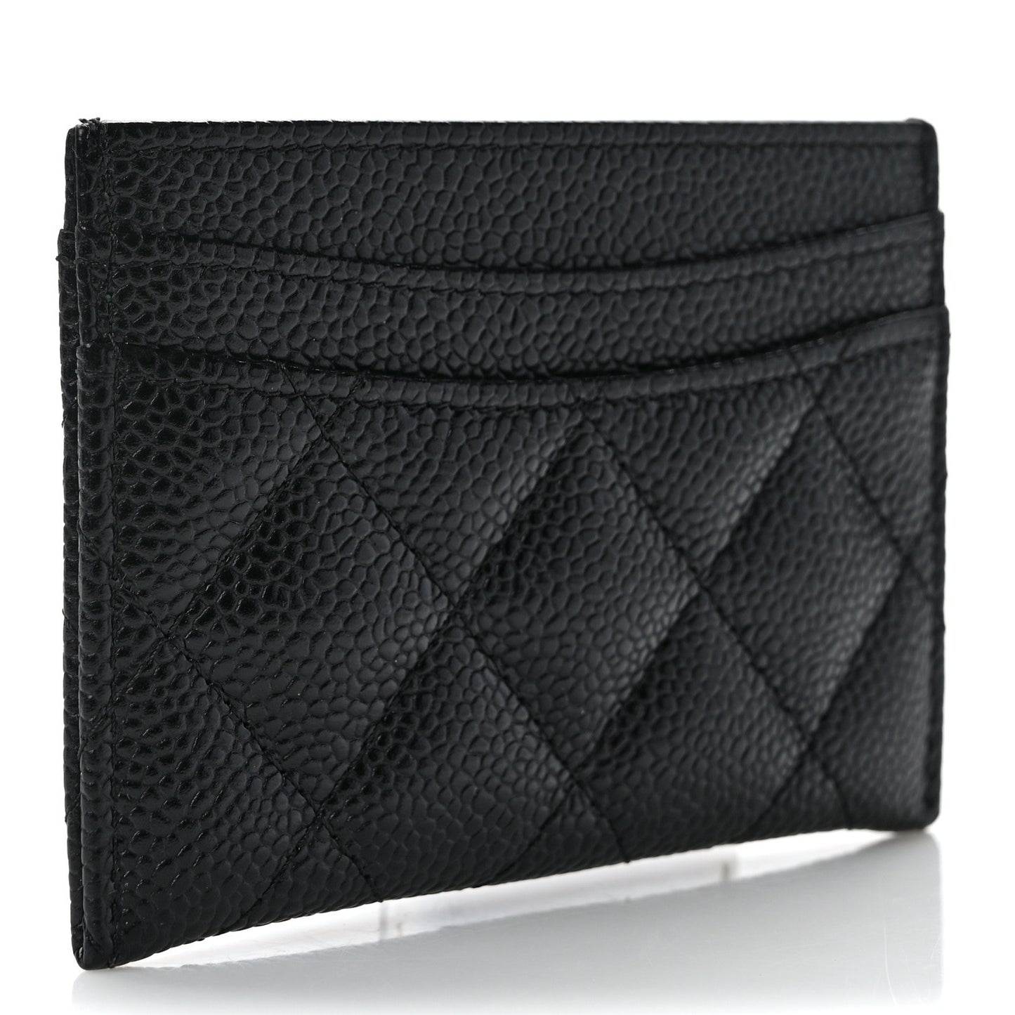 Caviar Quilted Card Holder Black