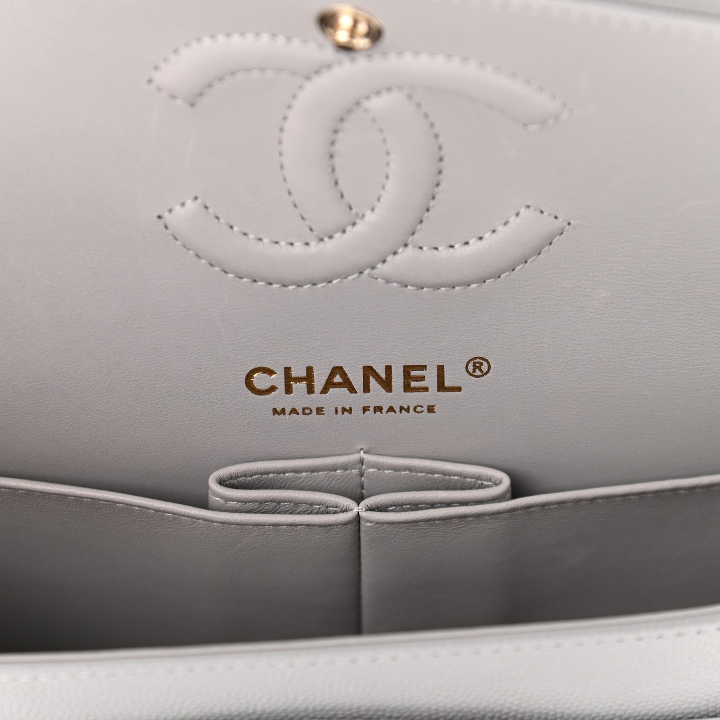 Caviar Quilted Small Double Flap Grey