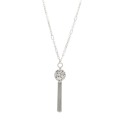 David Yurman Sterling Silver Diamond Tapestry Tassel Necklace 1 of 4