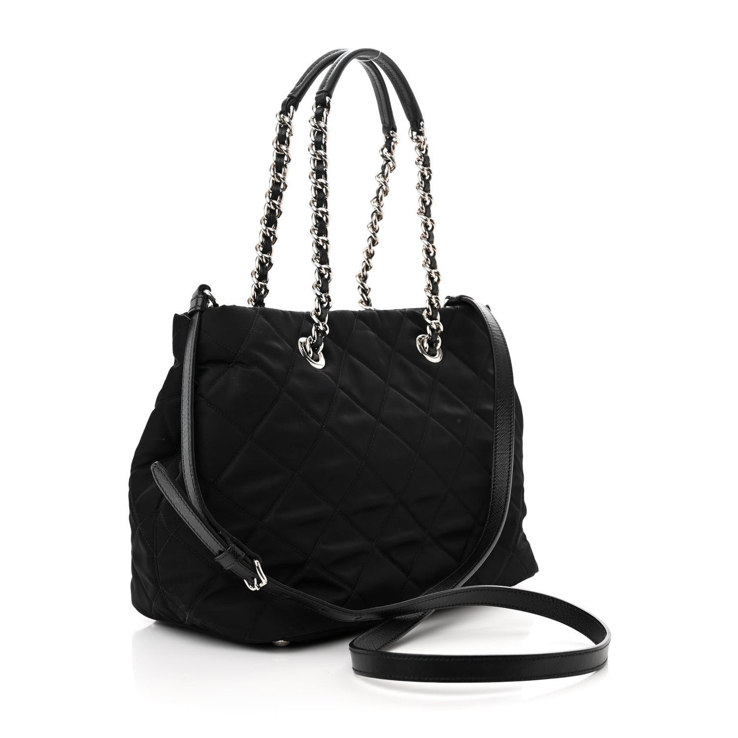 Nylon Tessuto Impuntu Quilted Tote Black