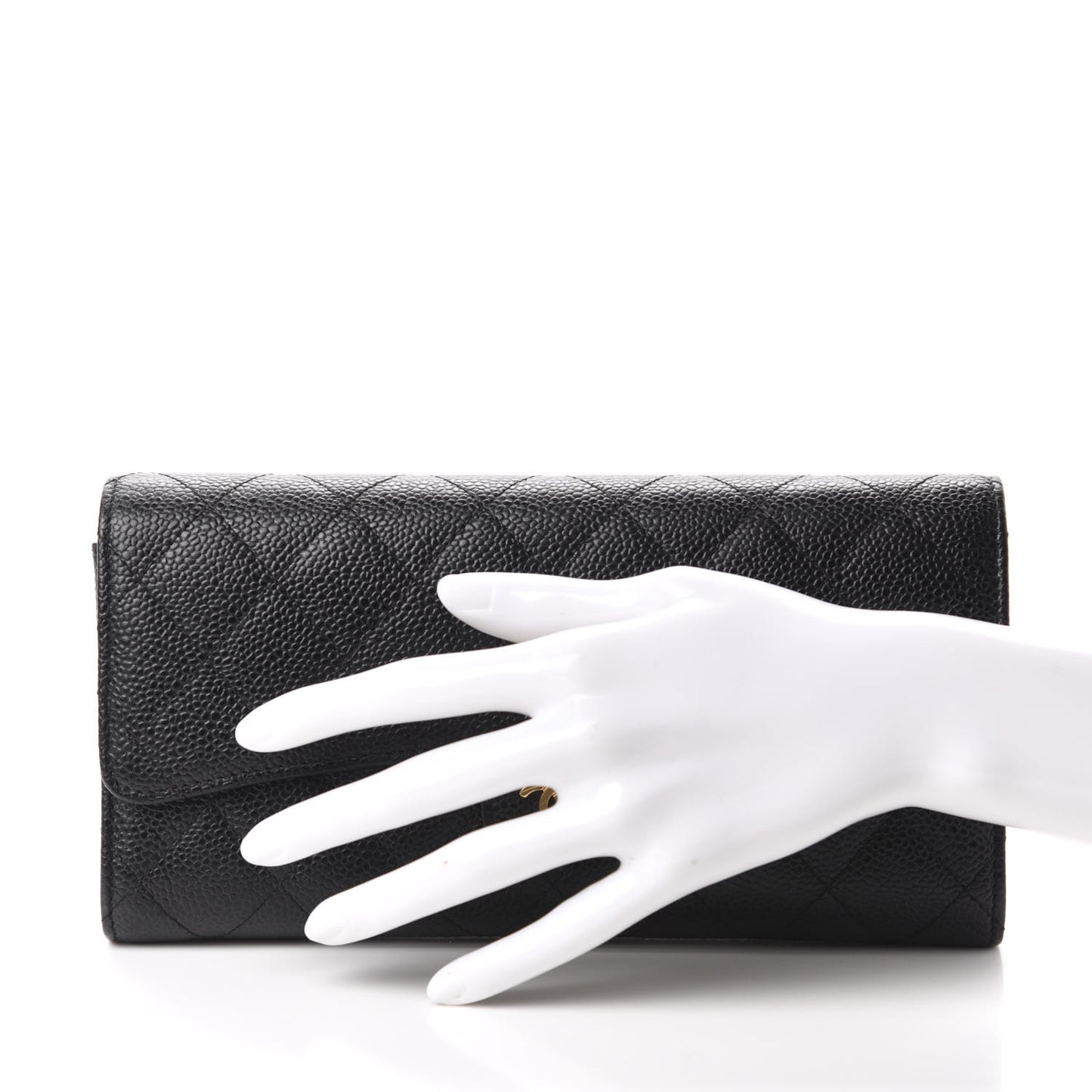 Caviar Quilted Travel Wallet Black