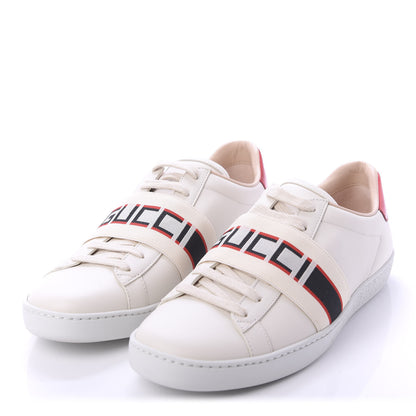 Gucci Calfskin Stripe Womens New Ace Sneakers 38.5 New Mystic White Ecru Red Flame 3 of 9