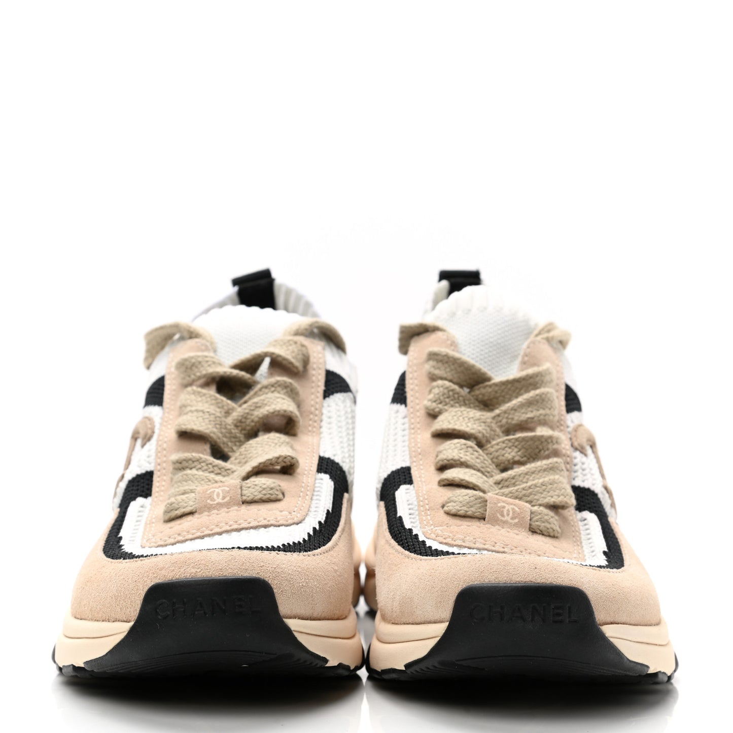 Mesh Suede Fabric Womens CC Sneakers 38 Light Pink White Black