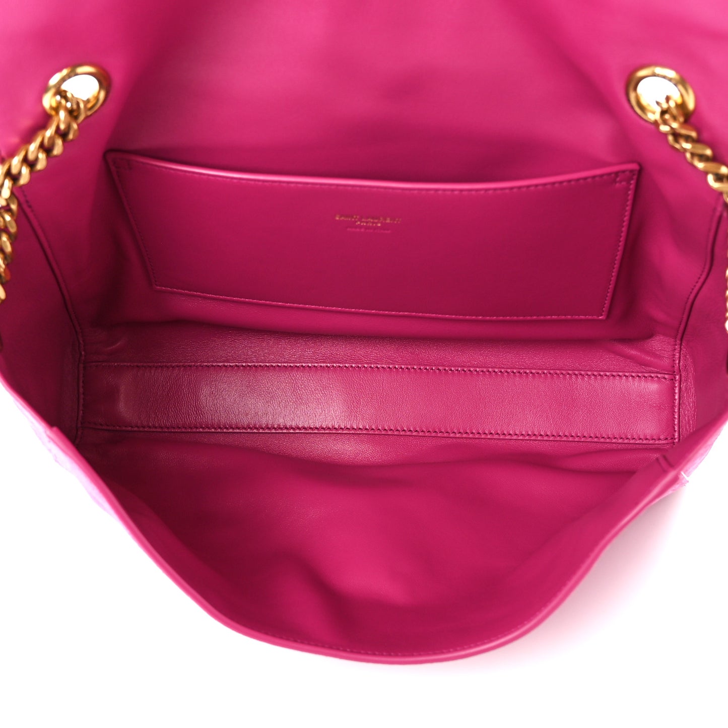 Smooth Calfskin Suede Medium Reversible Monogram Kate Satchel Rose Rubis