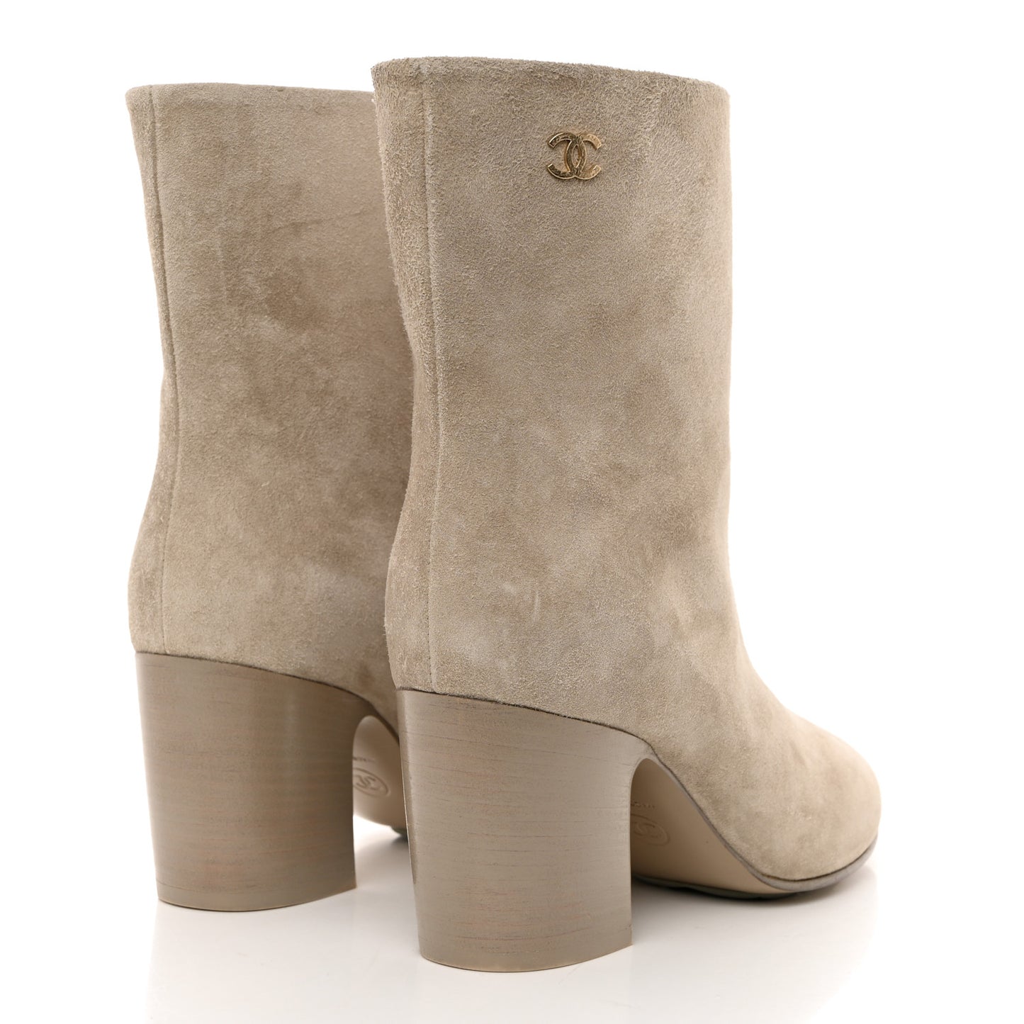 Suede Calfskin CC Short Boots 37.5 Beige