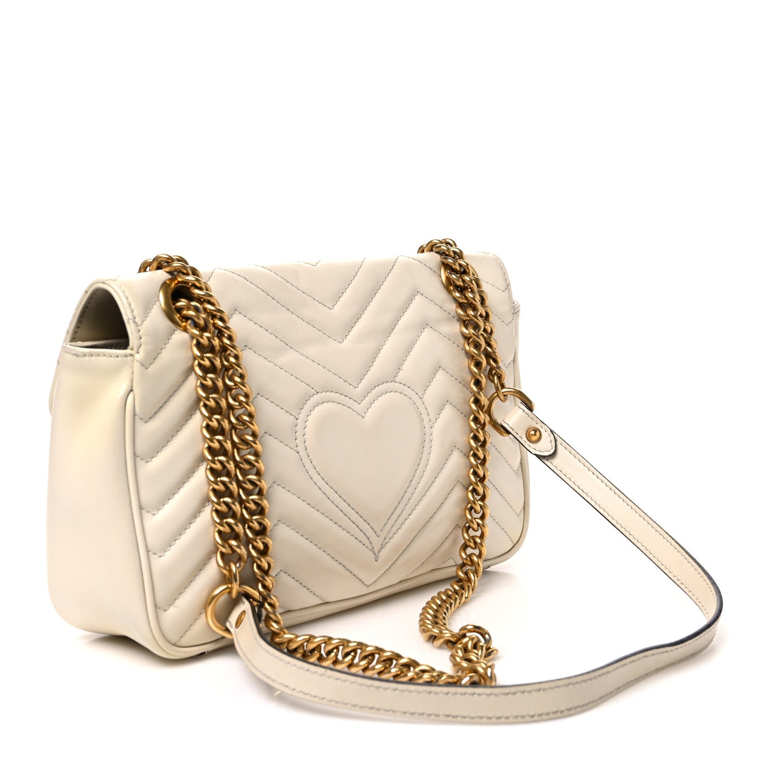 Gucci Calfskin Matelasse Small GG Marmont Shoulder Bag White 3 of 10
