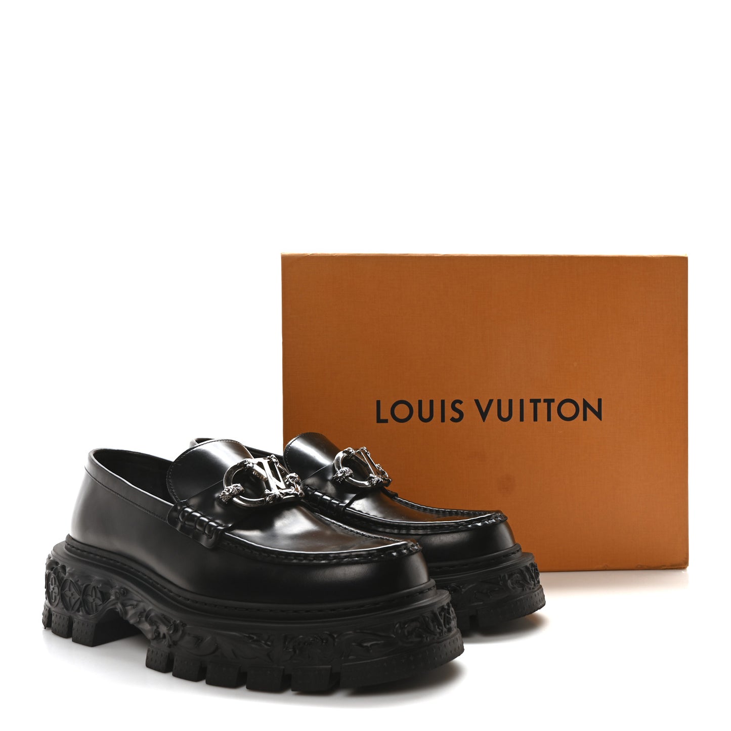 Calfskin Baroque Mens LV Loafers 9 Black