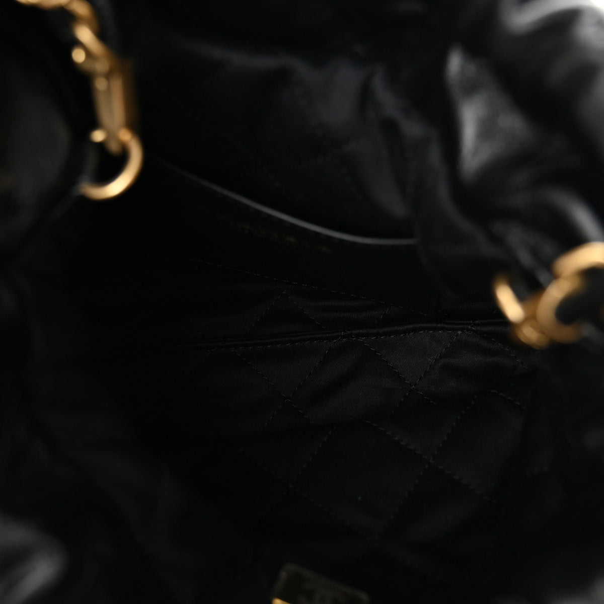 Shiny Calfskin Quilted Mini Chanel 22 Black