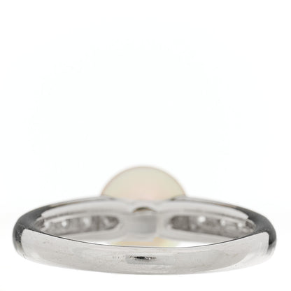 Mikimoto 18K White Gold Diamond Akoya Pearl 7.5-8mm Cocktail Ring 53 6.5 4 of 5
