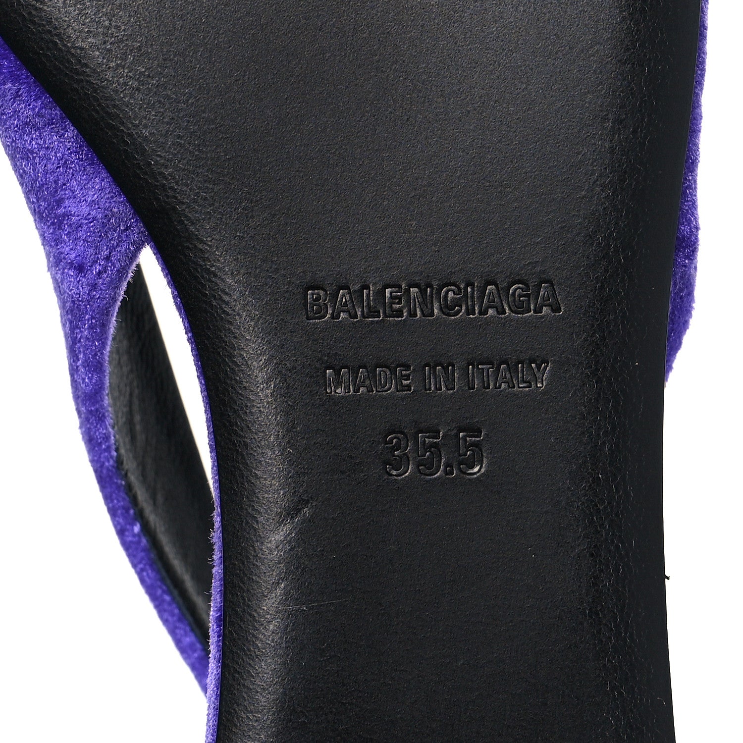 Balenciaga Crushed Velvet Crystal BB Knife Pointy Toe Slingback Flats 36.5 Purple 8 of 8