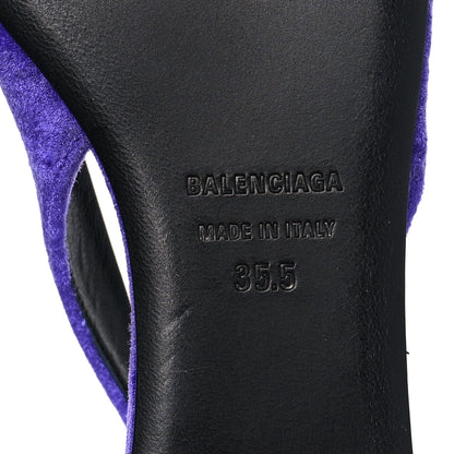 Balenciaga Crushed Velvet Crystal BB Knife Pointy Toe Slingback Flats 36.5 Purple 8 of 8