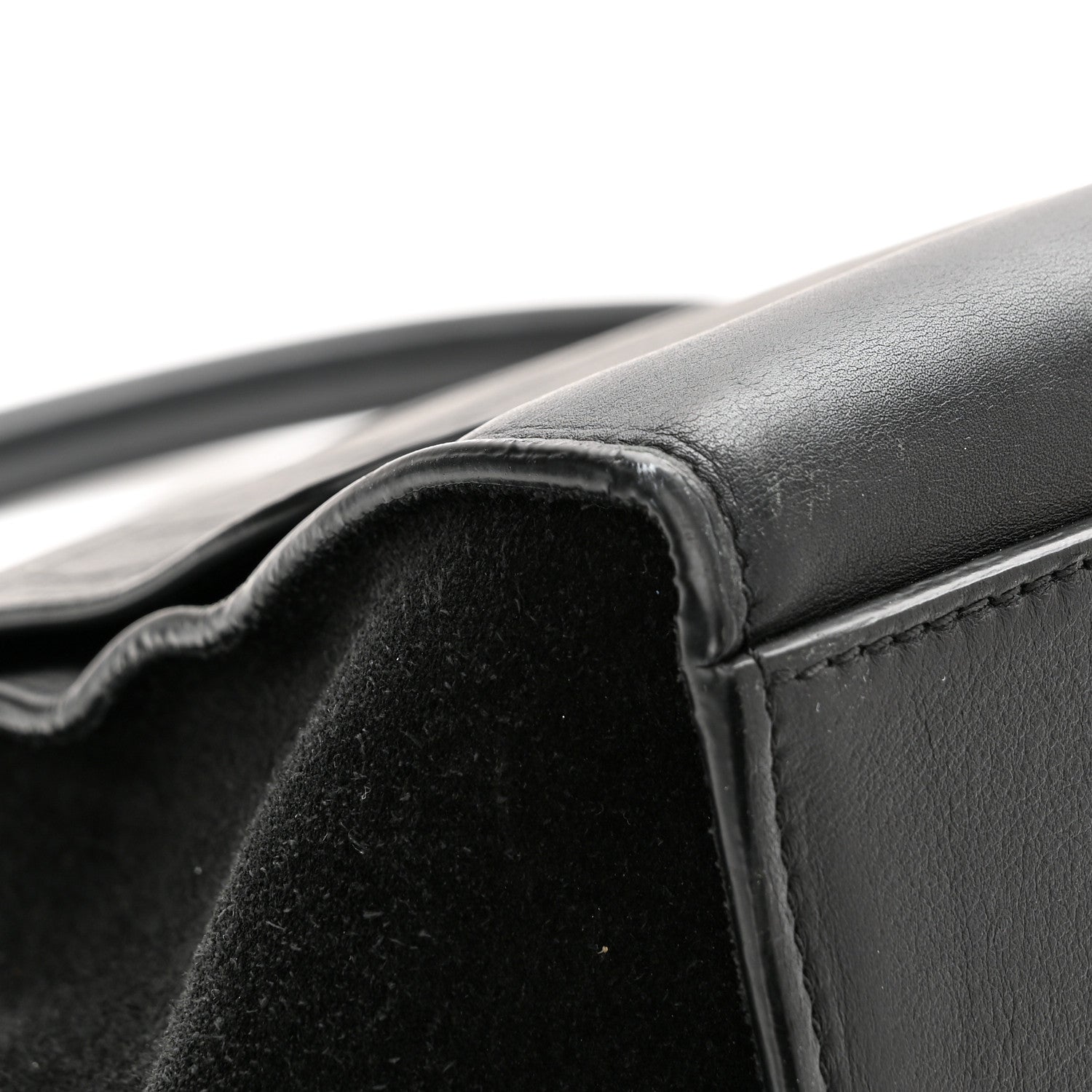 Celine Crocodile Embossed Calfskin Suede Medium Trapeze Black 13 of 15