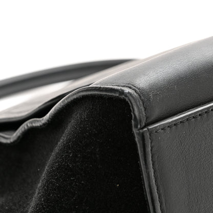 Celine Crocodile Embossed Calfskin Suede Medium Trapeze Black 13 of 15