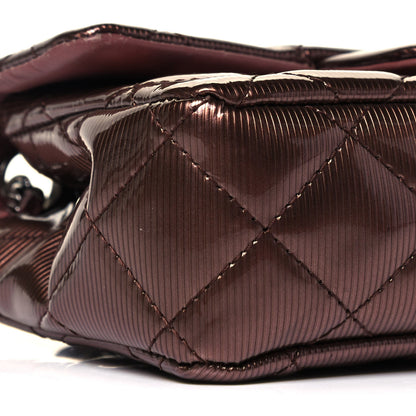Chanel Striated Patent Quilted Extra Mini Rectangular Flap Dark Pink 7 of 8