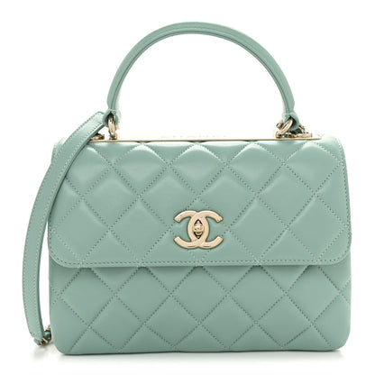 Chanel Lambskin Quilted Small Trendy CC Flap Dual Handle Bag Turquoise 1 of 15
