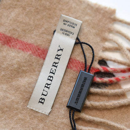 Burberry Cashmere Giant Check Fringe Scarf Camel 4 of 6