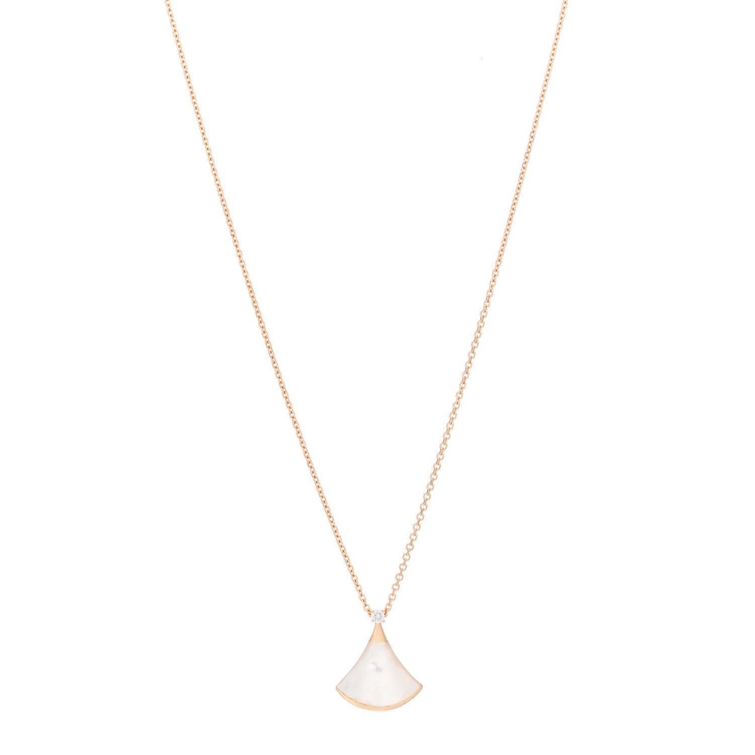 Bulgari 18K Rose Gold Diamond Mother of Pearl Small Divas' Dream Pendant Necklace 1 of 4