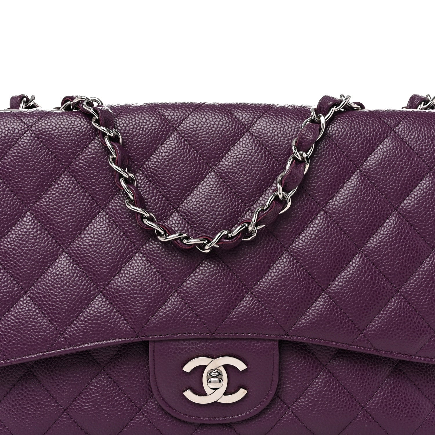 Chanel Caviar Quilted Jumbo Single Flap  Purple 8 of 13